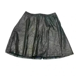 MIMI CHICA Black Cracked Faux‎ Leather Laser Fit Flare Mini Skirt Sz XS